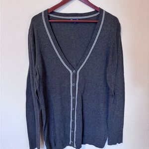 GAP Charcoal Cardigan with White Accents 100% cotton